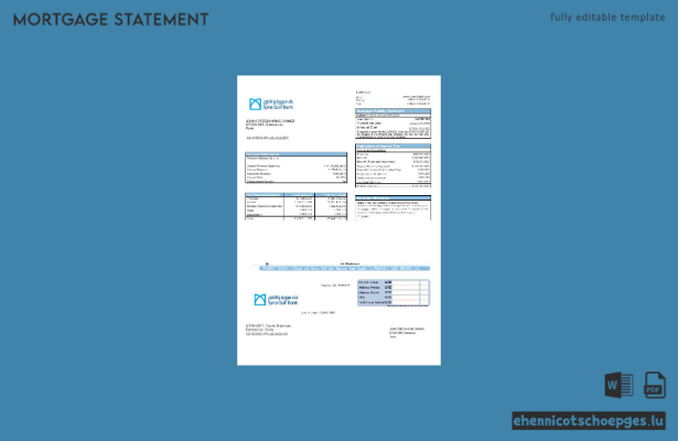 Beispielansicht eines Hypothekenauszugs der Syrian Gulf Bank in Word- und PDF-Formaten